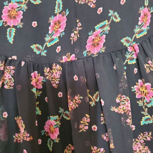 Rebecca Minkoff | Y2K Cottagecore Floral Hi-low Midi Dress  Black XS Fairy - Picture 12 of 13